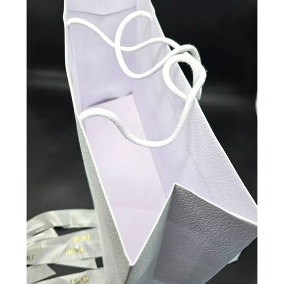 Dior White Textured Paper Shopping Bag With Gold Logo & Ribbons VR1025 - Picture 5 of 7